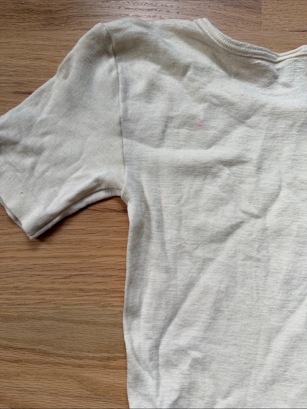 Cosilana German merino wool/silk crewneck cream short sleeve top sz EUR 152 - Picture 11 of 15